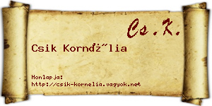 Csik Kornélia névjegykártya